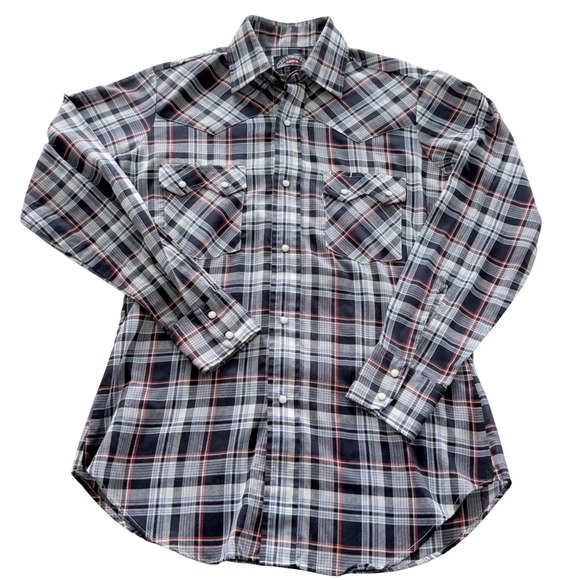 Levi's Other - Levi Strauss & Co Western Pearl Snap Shirt Men's Small Blue Plaid Lg Sleeve USA